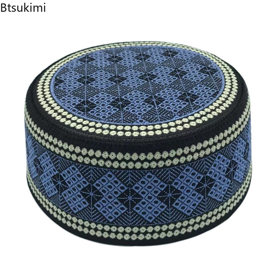 Ethnic Fashion India - หมวกฮิญาบปักลายวินเทจ หมวกคลุมศีรษะสำหรับละหมาดของผู้ชาย หมวกผ้าโพกหัวอินเดีย หมวกคูฟีสำหรับผู้ใหญ่ ระบายอากาศได้ดี หมวกทรงกลมแบบอาหรับ