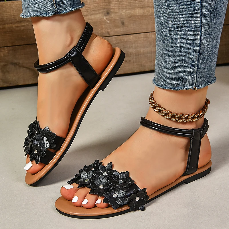รองเท้าแตะแบบสวมประดับดอกไม้สำ - Ethnic Fashion Women บทวิจารณ์และราคา