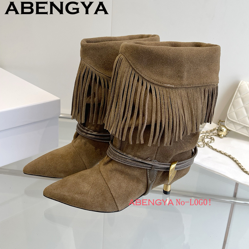 รองเท้าบูทเชลซีหนังกลับแต่งพู่ - Ethnic Fashion Women บทวิจารณ์และราคา