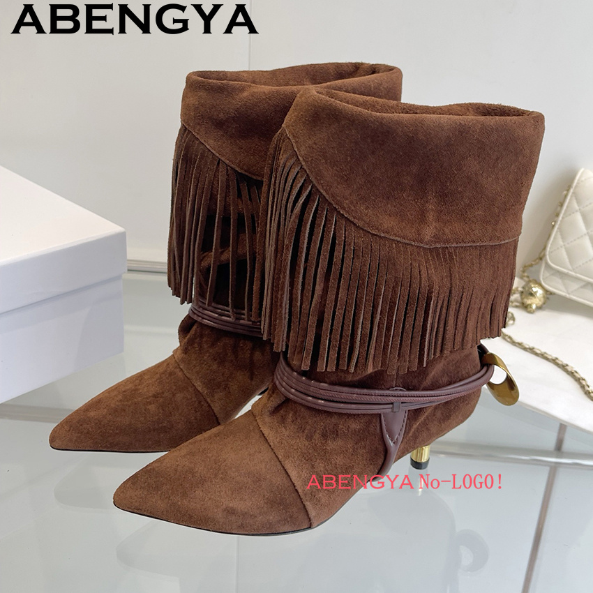 รองเท้าบูทเชลซีหนังกลับแต่งพู่ - Ethnic Fashion Women บทวิจารณ์และราคา