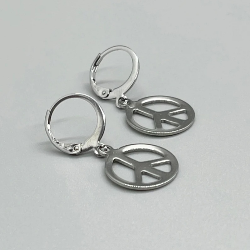 ต่างหูสแตนเลส PEACE SIGN Lever - Go Ethnic Fashion บทวิจารณ์และราคา