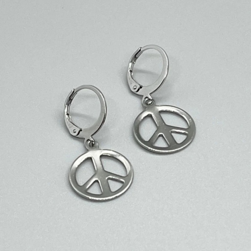 ต่างหูสแตนเลส PEACE SIGN Lever - Go Ethnic Fashion บทวิจารณ์และราคา