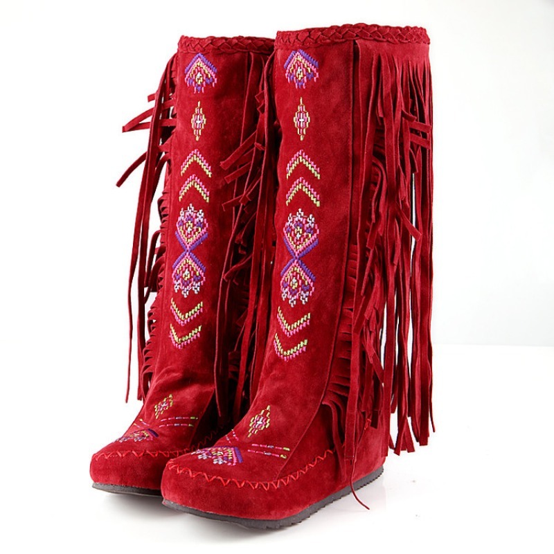 รองเท้าบูทพู่ห้อย งานปักมือ แฟ - Ethnic Fashion Women บทวิจารณ์และราคา