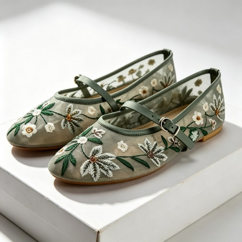 ตาข่ายปัก Leisure Ballet Flats - Ethnic Fashion Design บทวิจารณ์และราคา