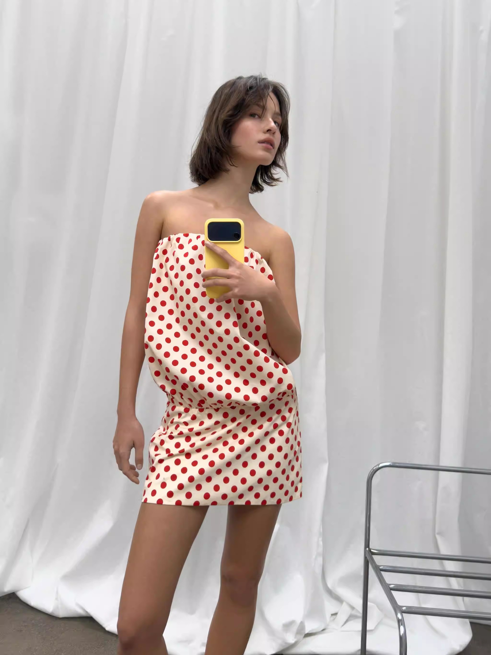 ชุดเดรสเกาะอกลายจุด คอตรง เปิด - New Ethnic Fashion บทวิจารณ์และราคา