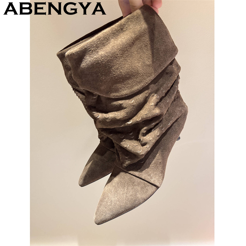 รองเท้าบูทสั้นระดับกลางน่องสำห - Ethnic Fashion Women บทวิจารณ์และราคา