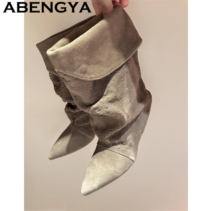 รองเท้าบูทสั้นระดับกลางน่องสำห - Ethnic Fashion Women บทวิจารณ์และราคา