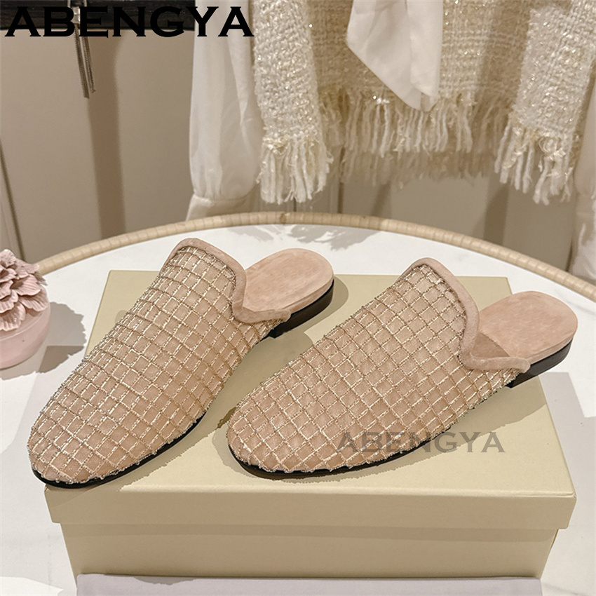 รองเท้าสลิปเปอร์แบบสวมหัวมน ผ้ - Ethnic Fashion Women บทวิจารณ์และราคา