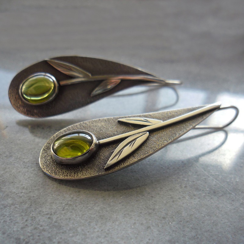 Vintage Plant Leaf Olive สีเขี - Ethnic Fashion India บทวิจารณ์และราคา