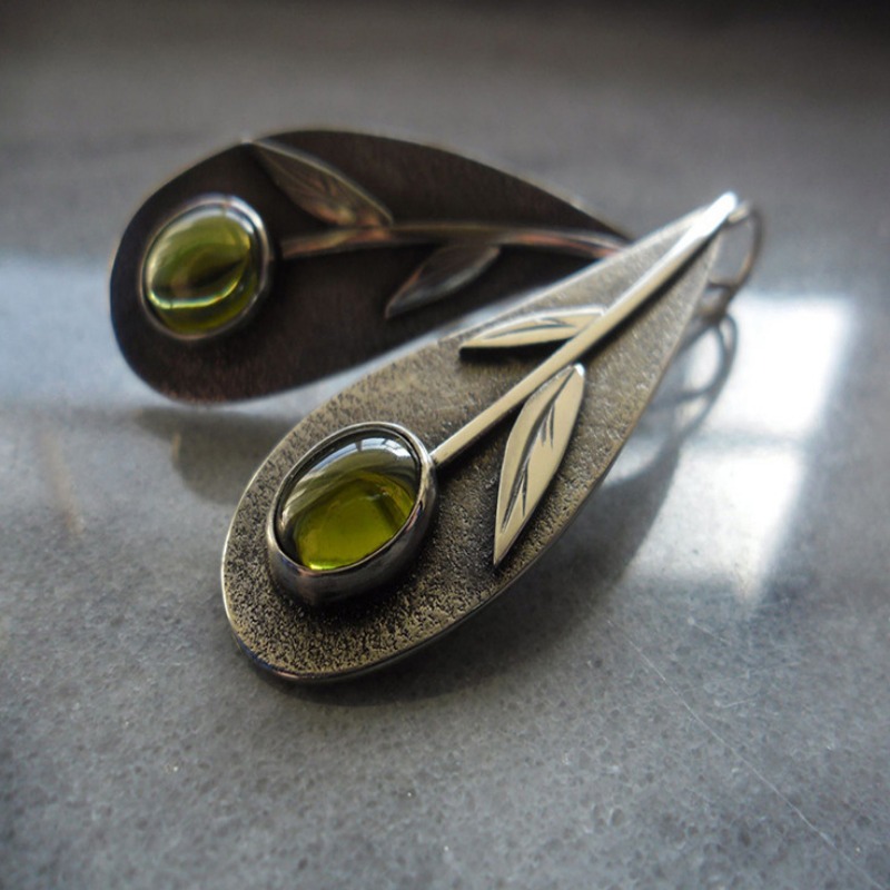 Vintage Plant Leaf Olive สีเขี - Ethnic Fashion India บทวิจารณ์และราคา