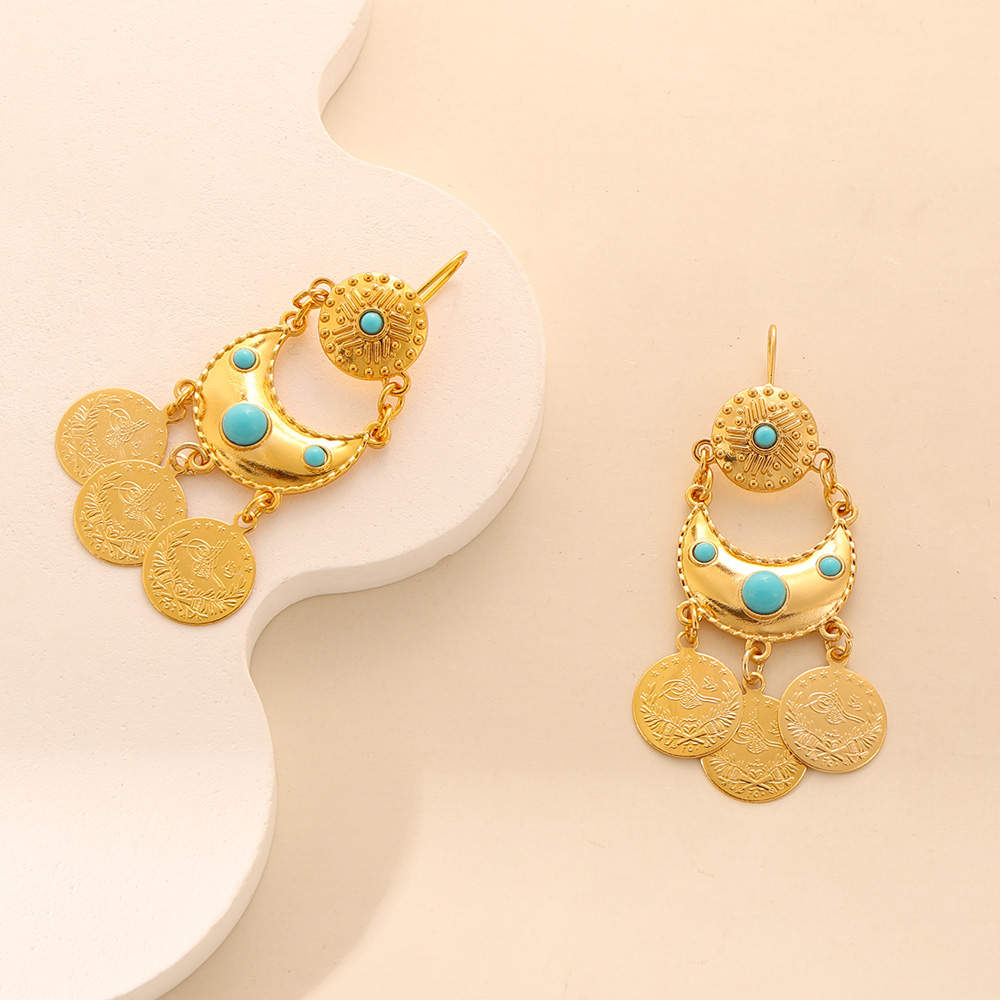 ต่างหูประดับเหรียญทองหรูหราสไต - Ethnic Fashion Co In บทวิจารณ์และราคา