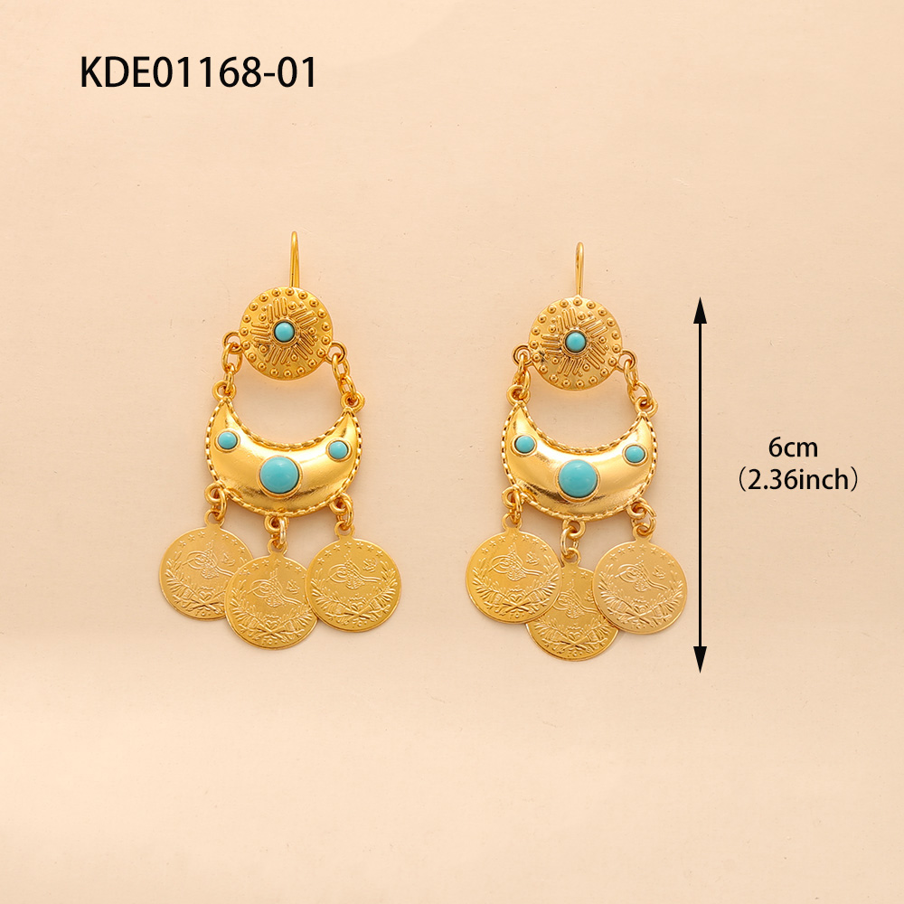 ต่างหูประดับเหรียญทองหรูหราสไต - Ethnic Fashion Co In บทวิจารณ์และราคา