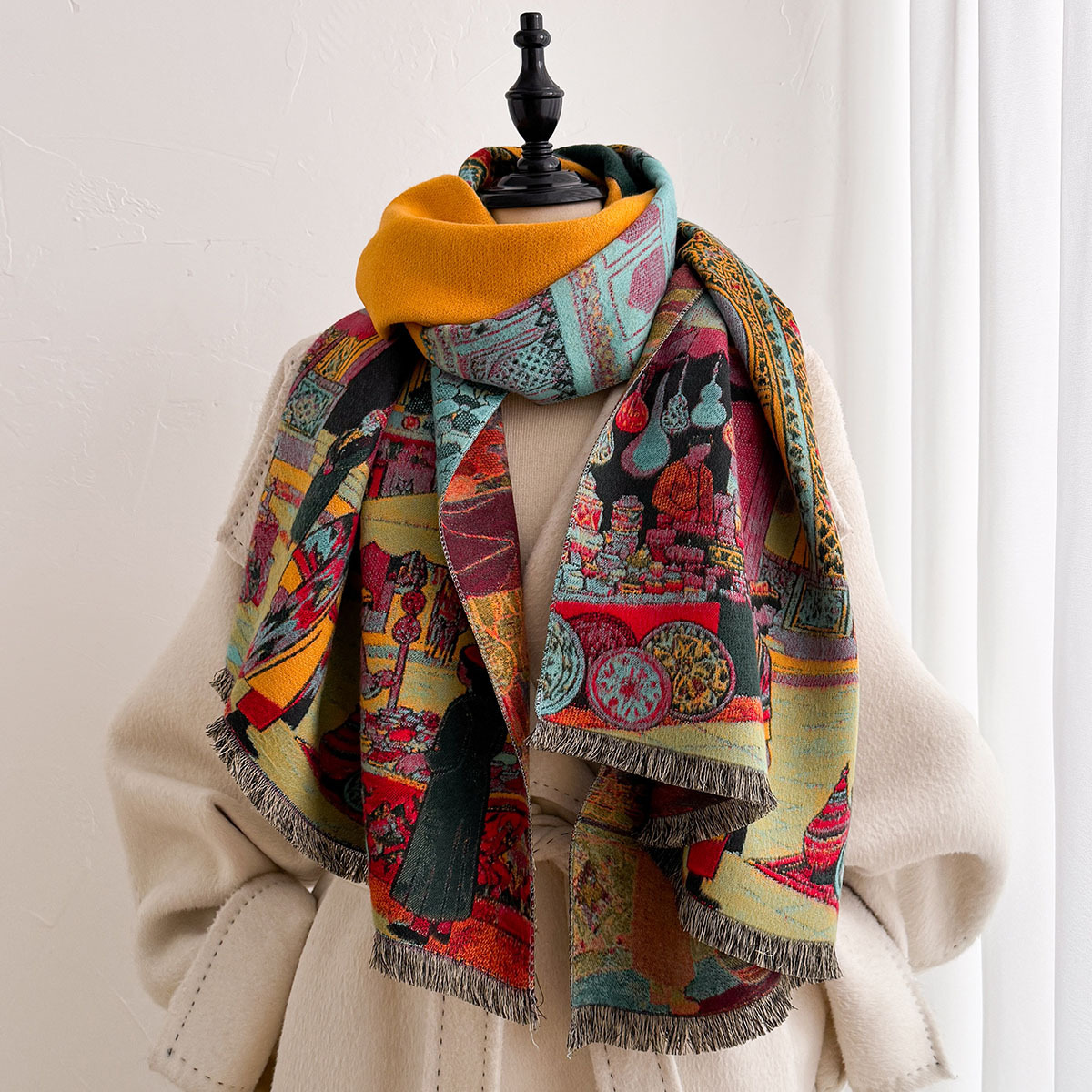 ผ้าพันคอผู้หญิง ฤดูใบไม้ร่วง-ฤ - Go Ethnic Fashion บทวิจารณ์และราคา