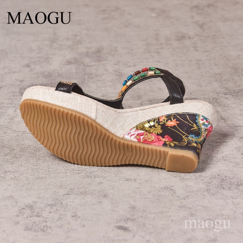 รองเท้าส้นเตารีดประดับลูกปัดลา - Ethnic Fashion Women บทวิจารณ์และราคา