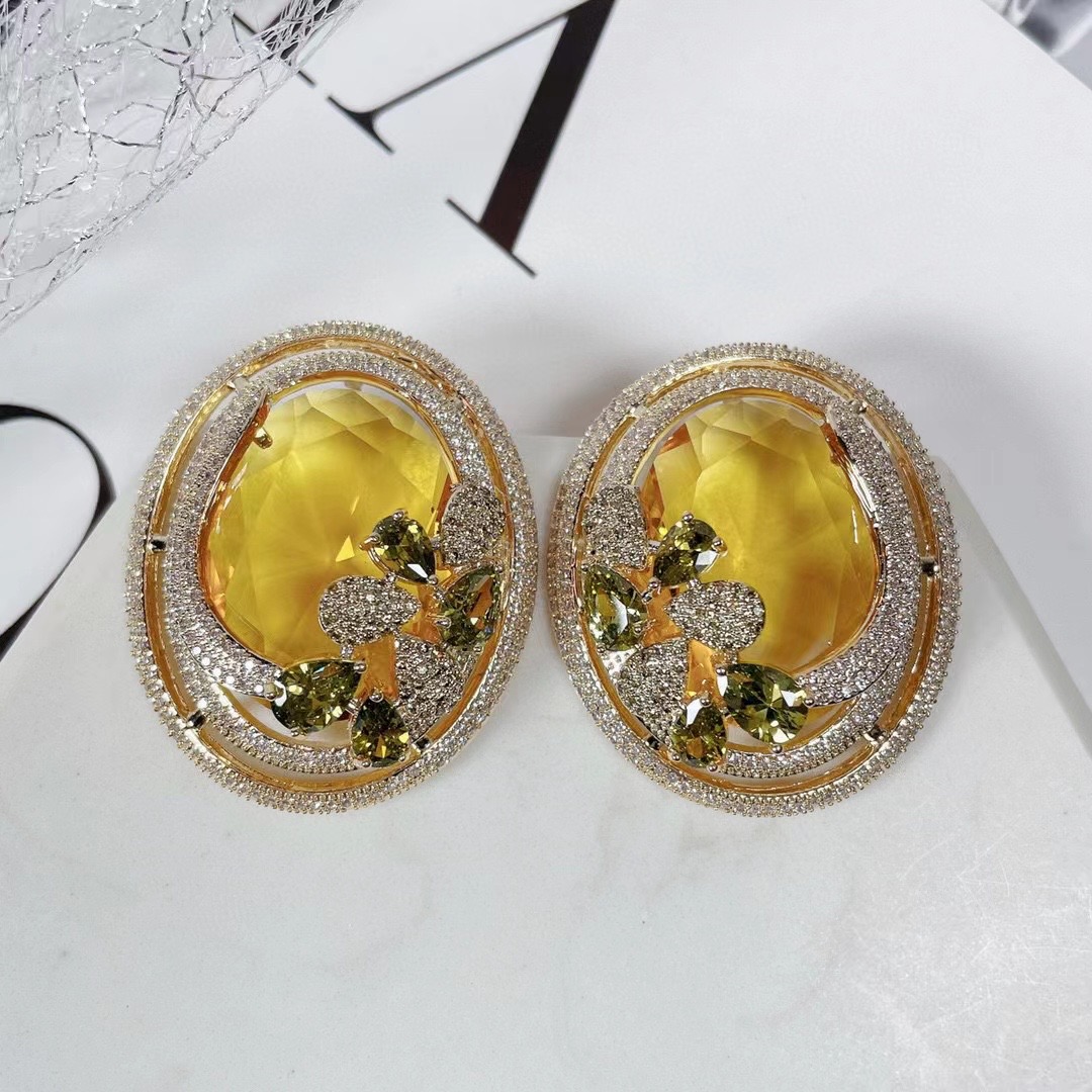 SENYU หรูหราไข่ใหญ่ CZ ต่างหูข - Ethnic Fashion India บทวิจารณ์และราคา