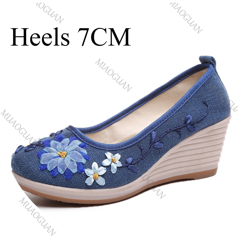 รองเท้าส้นเตารีดปักลายสำหรับผู - Ethnic Fashion Women บทวิจารณ์และราคา