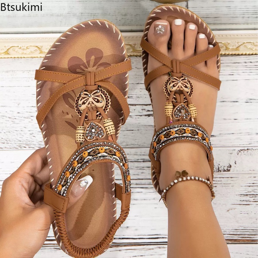 รองเท้าแตะสไตล์โบฮีเมียนสำหรับ - Ethnic Fashion Women บทวิจารณ์และราคา