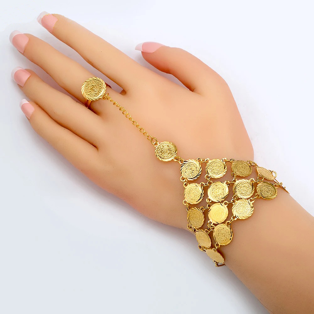 สร้อยข้อมือโซ่เหรียญทองสไตล์โบ - Ethnic Fashion Co In บทวิจารณ์และราคา