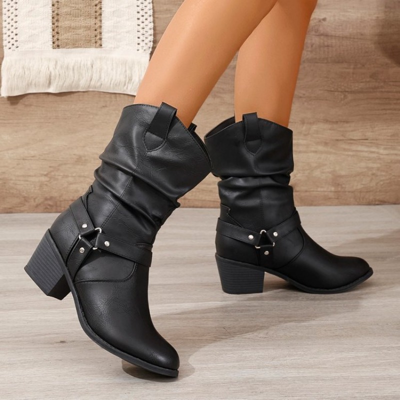 สตรีกลางลูกวัวรองเท้าบูท Retro - Ethnic Fashion Women บทวิจารณ์และราคา