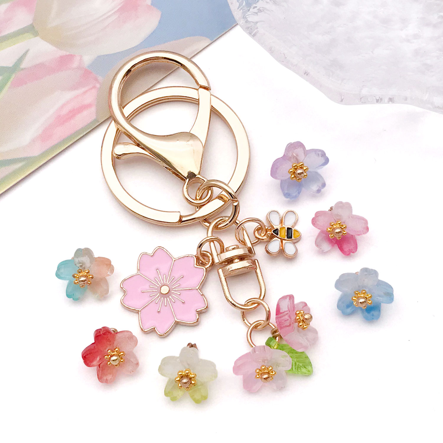 จี้แก้วรูปดอกซากุระสีสันสดใส 1 - Ethnic Modern Fashion บทวิจารณ์และราคา
